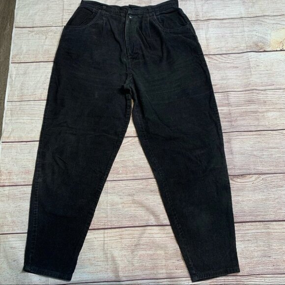 Vintage Pants - Vintage Black Corduroy Mom Pants Size 16